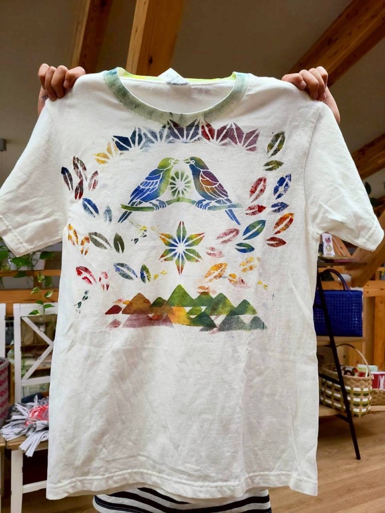 Tシャツに型染めしてある画像