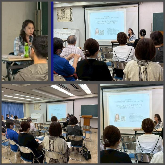 東清川地区住民会議教育フォーラムにて、講演をする上條先生と熱心に聞き入る参加者の表情
