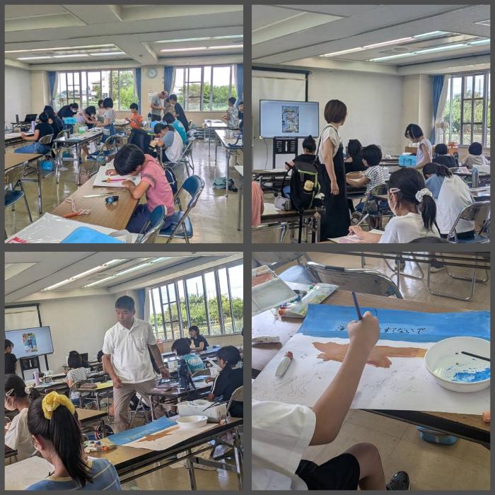 「公民館の夏休み」の2日目、真剣にポスター作りに励む姿