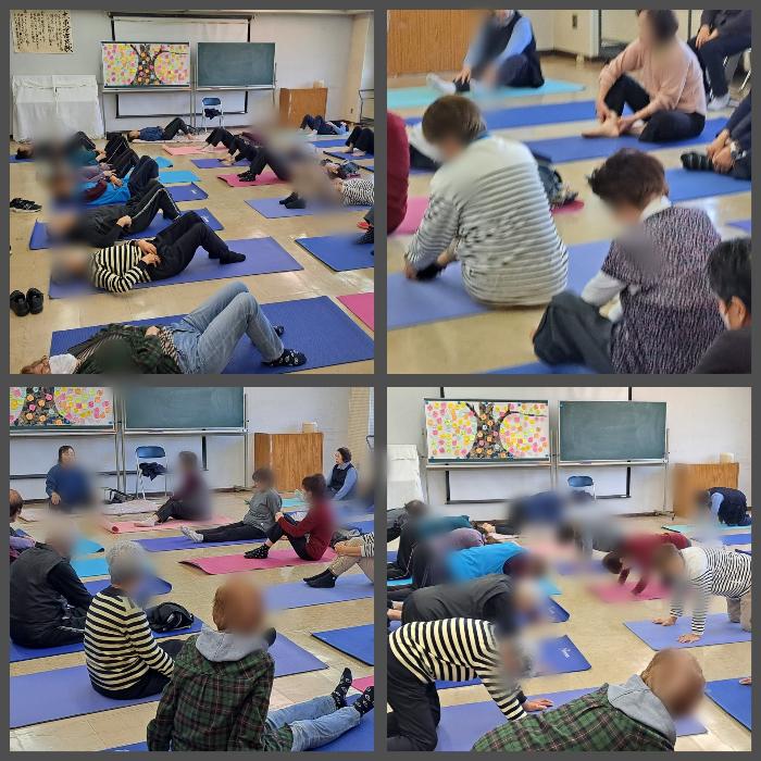 山崎講師の指導の下、健康体操に励むさわやか学級の皆さん