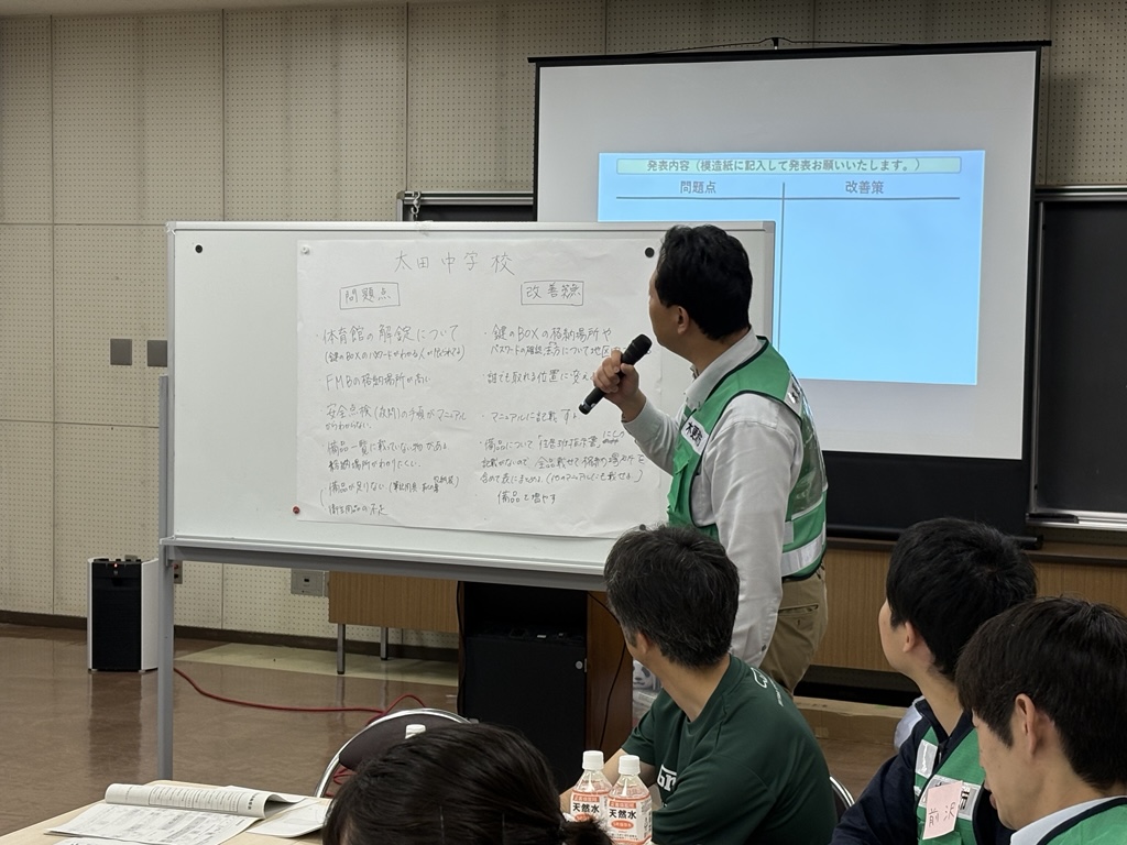 ワークショップの結果について一つのグループが発表をしている様子