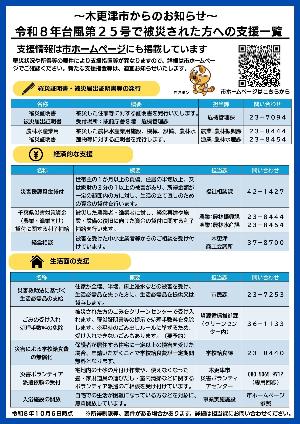 令和8年台風第25号で被災された方への支援一覧