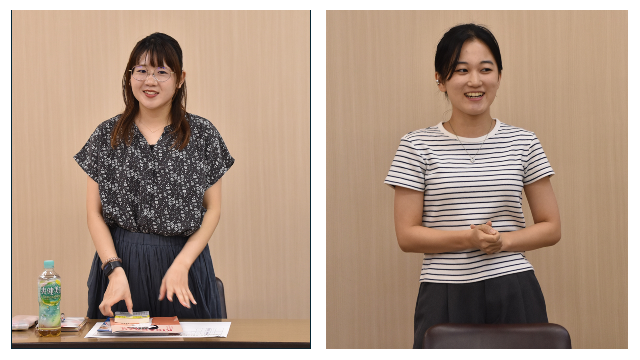 市民ライターの女性2人が立って自己紹介している様子