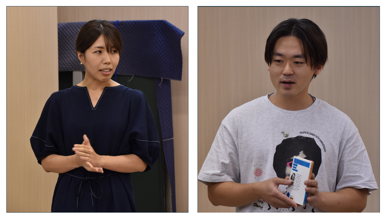 市民ライターの男性と女性が立って自己紹介している様子
