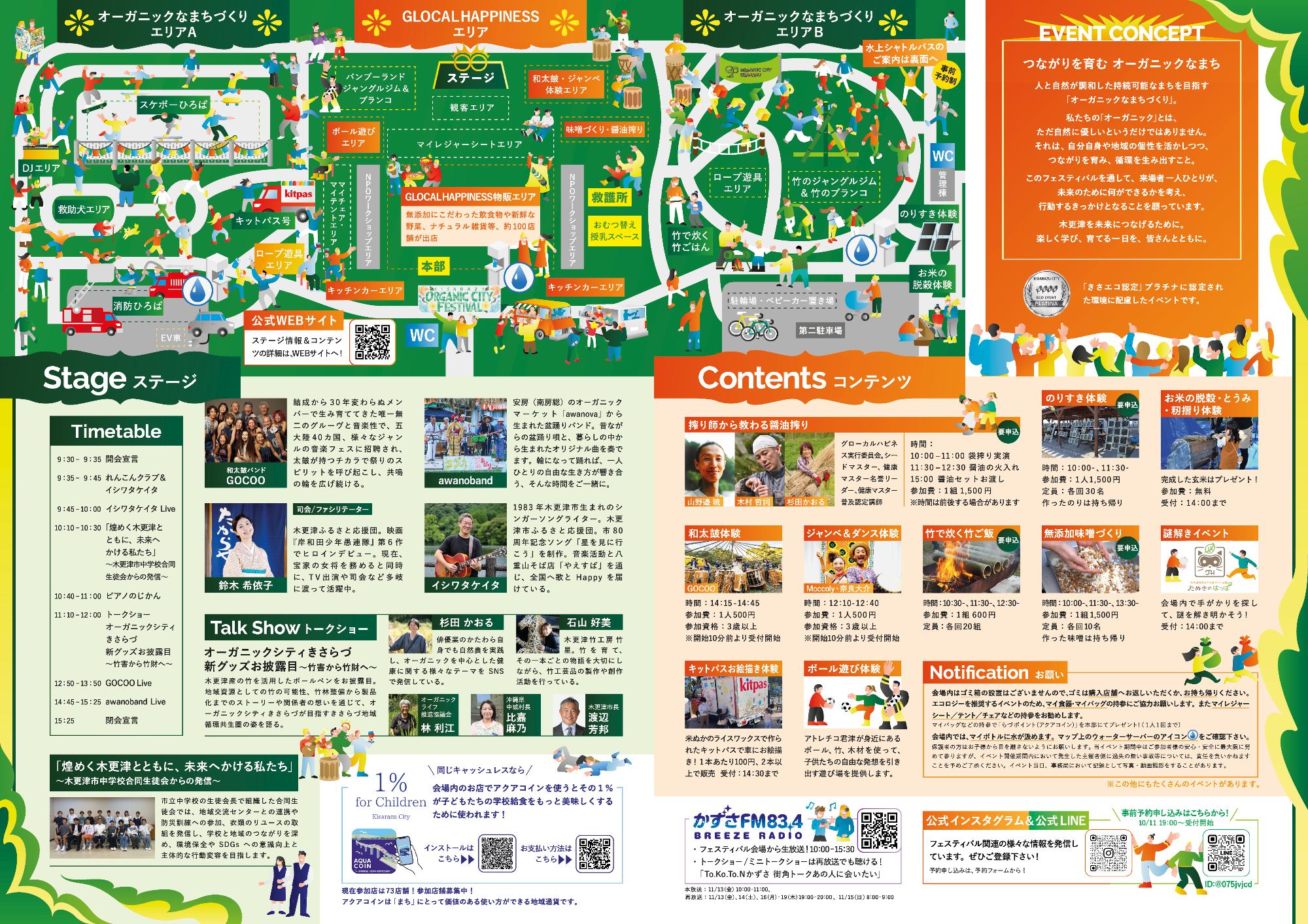 木更津オーガニックシティフェスティバル2026のリーフレット内面