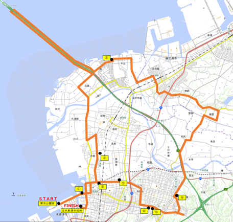 ちばアクアラインマラソン2026の沿道応援会場を示した地図