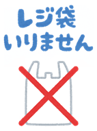 レジ袋いりませんの言葉にレジ袋にバツ印のあるイラスト