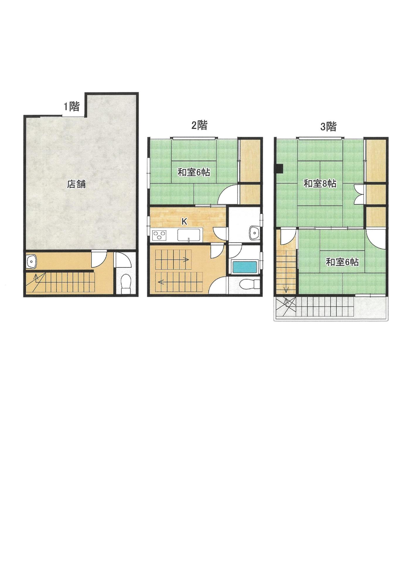 1階から3階までの間取り図