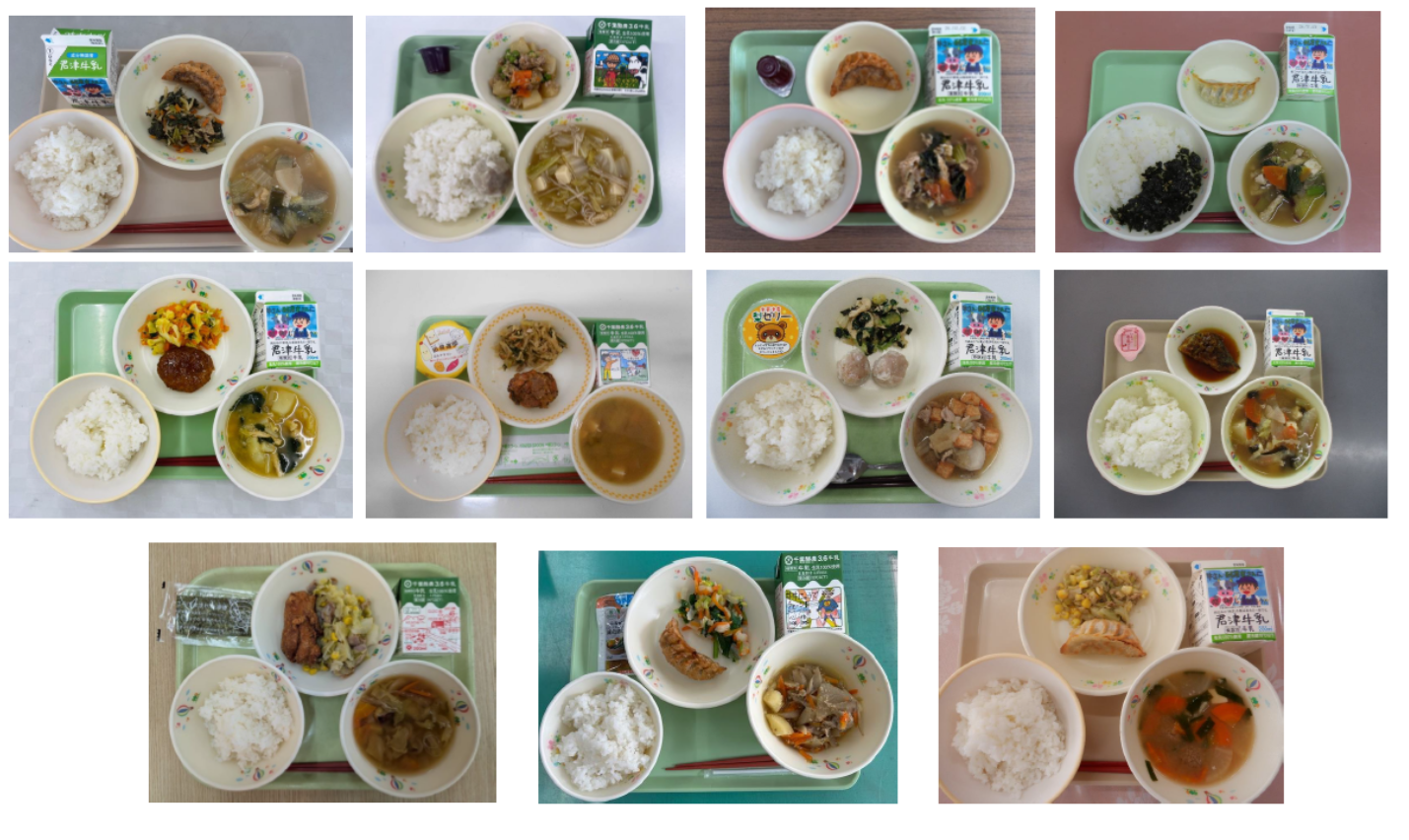 11施設の給食が並んでいる写真