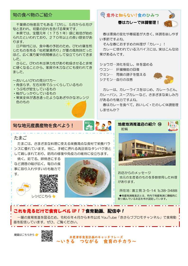 きさらづ食育だより5月号 裏